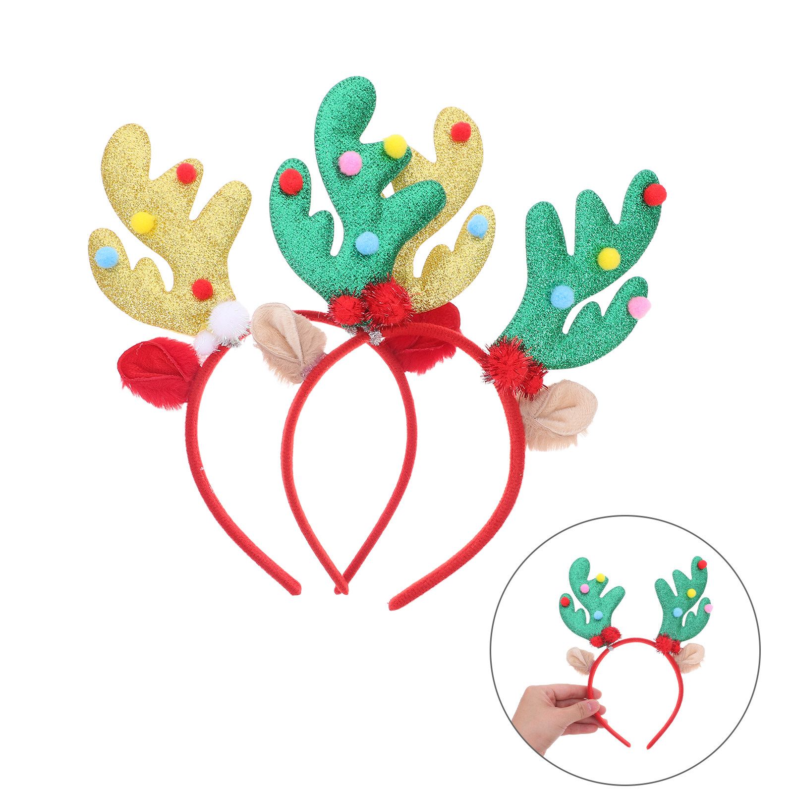 Reindeer Antlers Headband - 2Pcs Christmas Headband Reindeer Antlers Ear