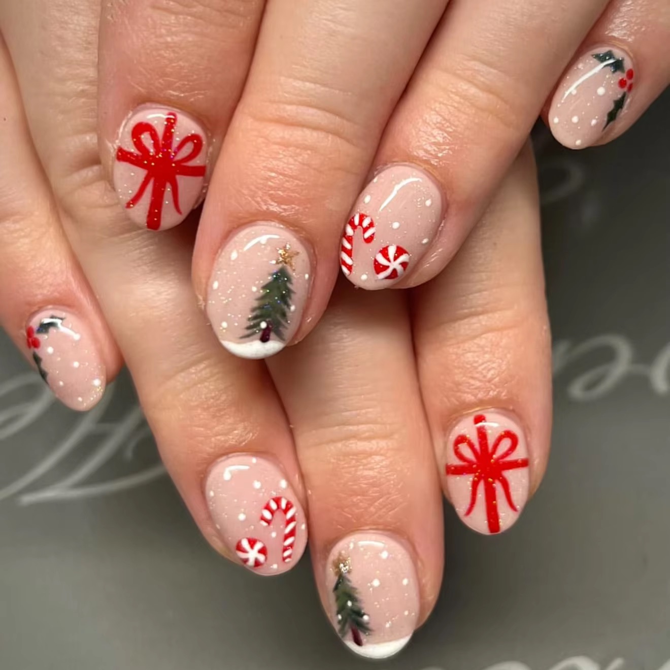 Short Round Press On Nails Chr - đánh giá và giá Christmas Tree Artificial